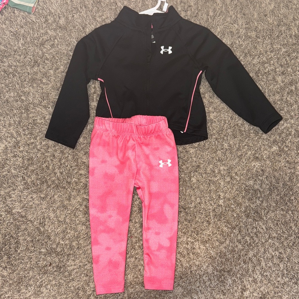 Under Armour Black Jacket with Pink Leggings Set